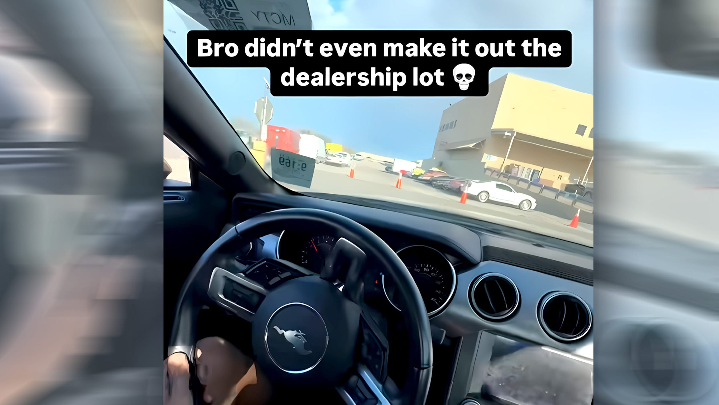 Mustang Didn’t Even Make It Out Of The Lot Before Crashing