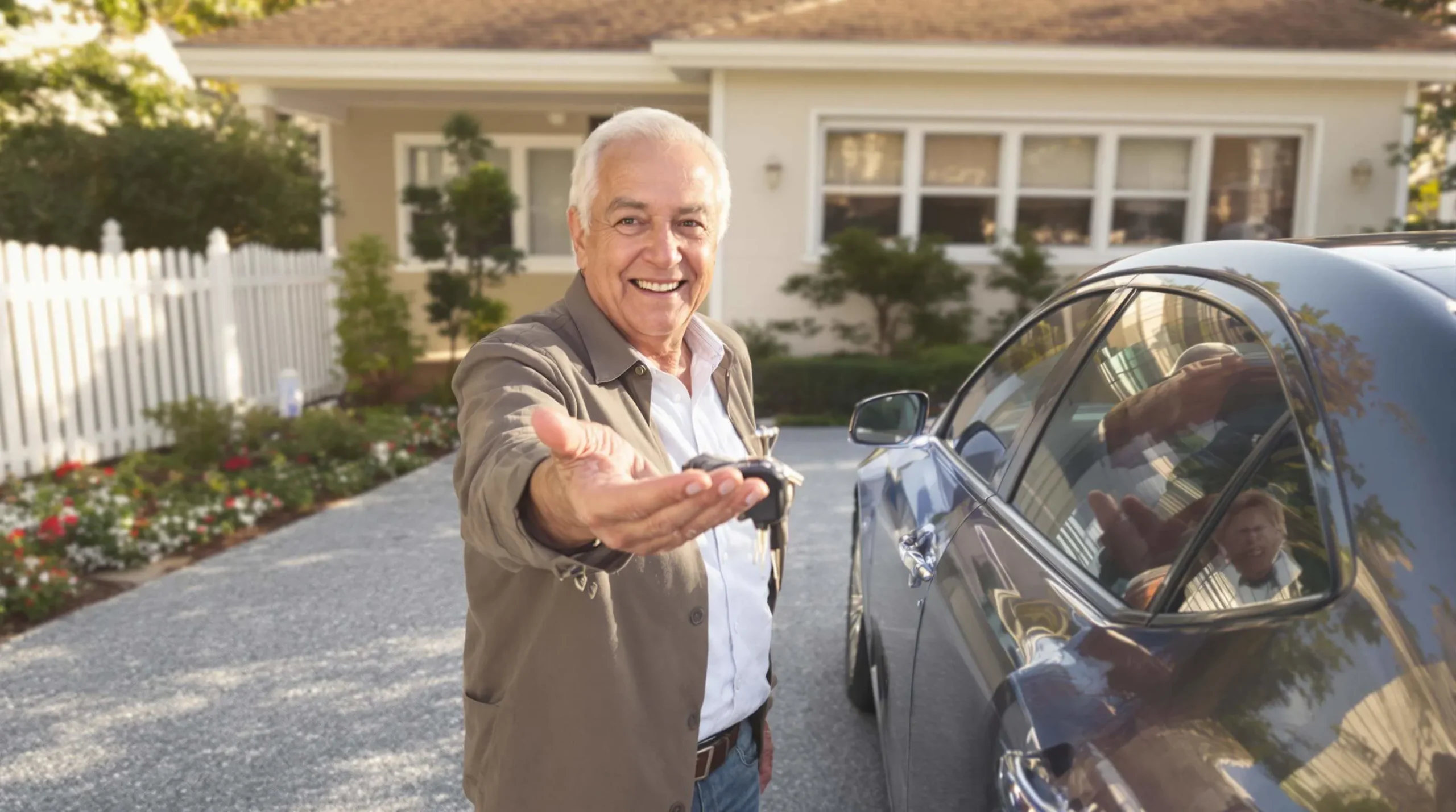 personne âgée donne voiture